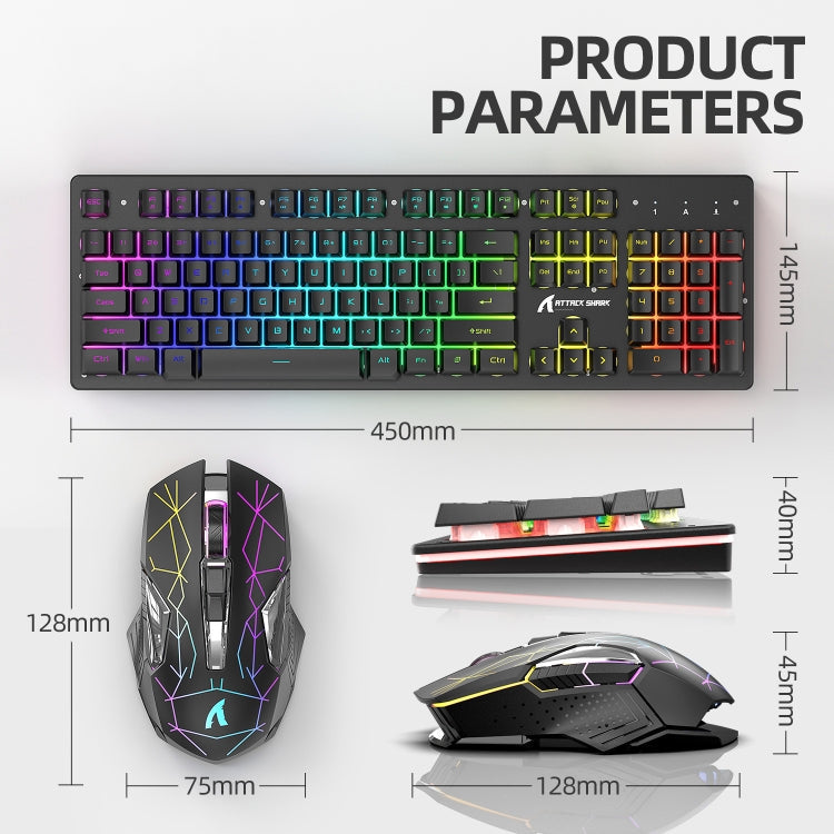 Lisslune | Attack Shark T3RGB RGB Illuminated Wireless Keyboard and Mouse Set (Black)