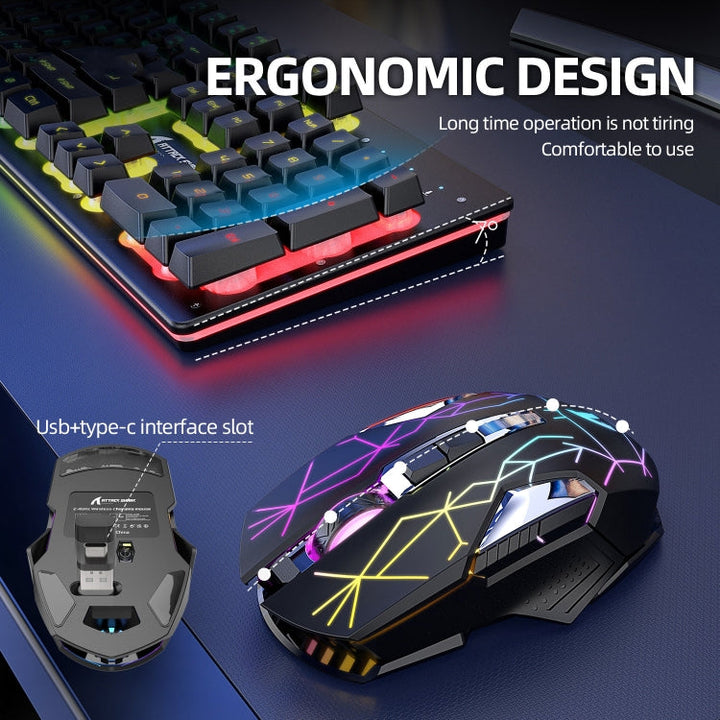 Lisslune | Attack Shark T3RGB RGB Illuminated Wireless Keyboard and Mouse Set (Black)