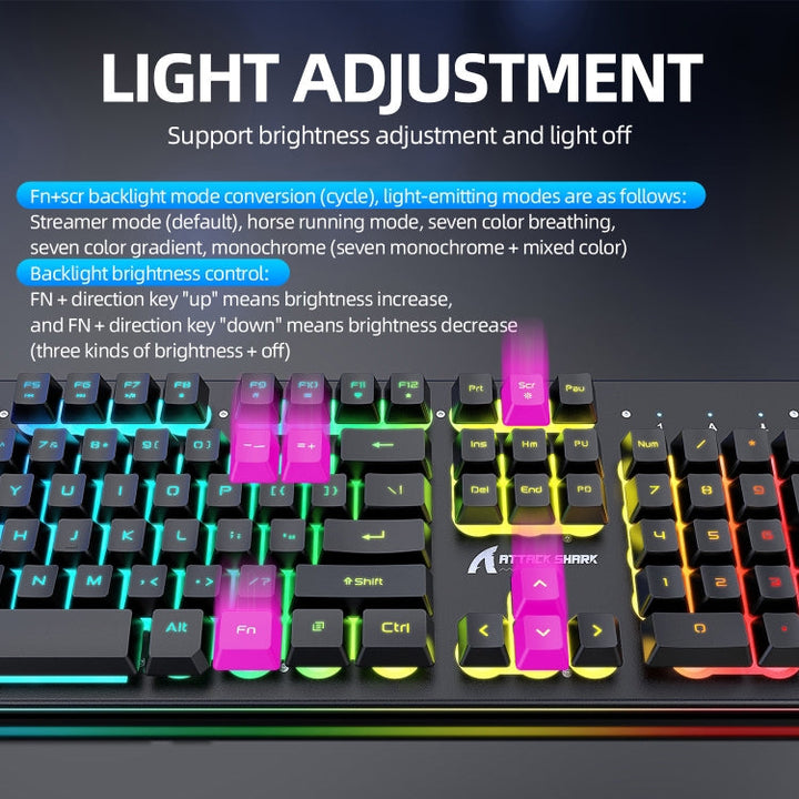 Lisslune | Attack Shark T3RGB RGB Illuminated Wireless Keyboard and Mouse Set (Black)
