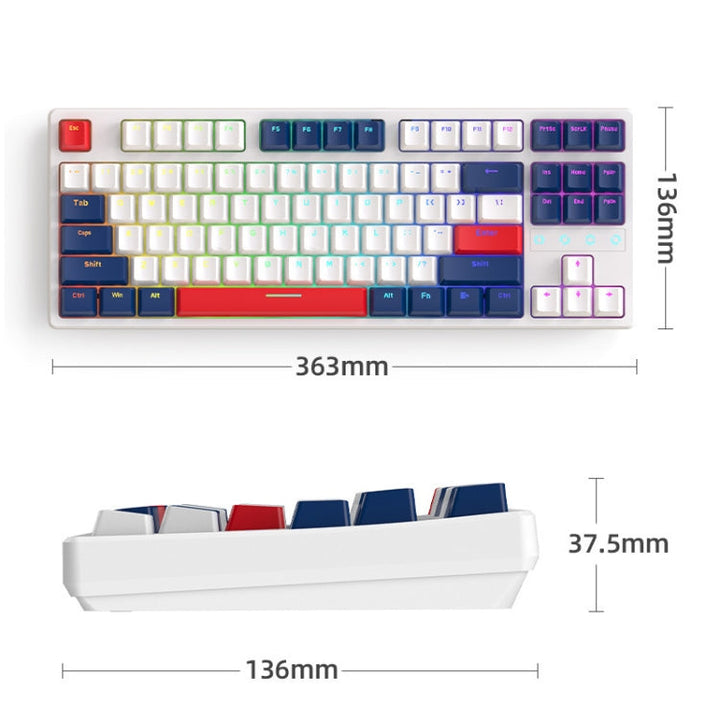 Lisslune | ZIYOU LANG K87 87-Key Hot-Swappable Wired Mechanical Keyboard, Cable Length: 1.5m, Style: Green Switch (Micro-Light White Light)