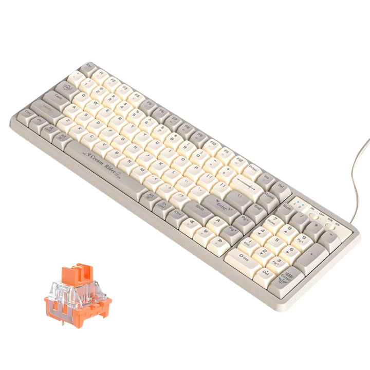 Lisslune | LANGTU GK102 102 Keys Hot Plugs Mechanical Wired Keyboard. Cable Length: 1.63 m, Style: Gold Shaft (Beige Knight)
