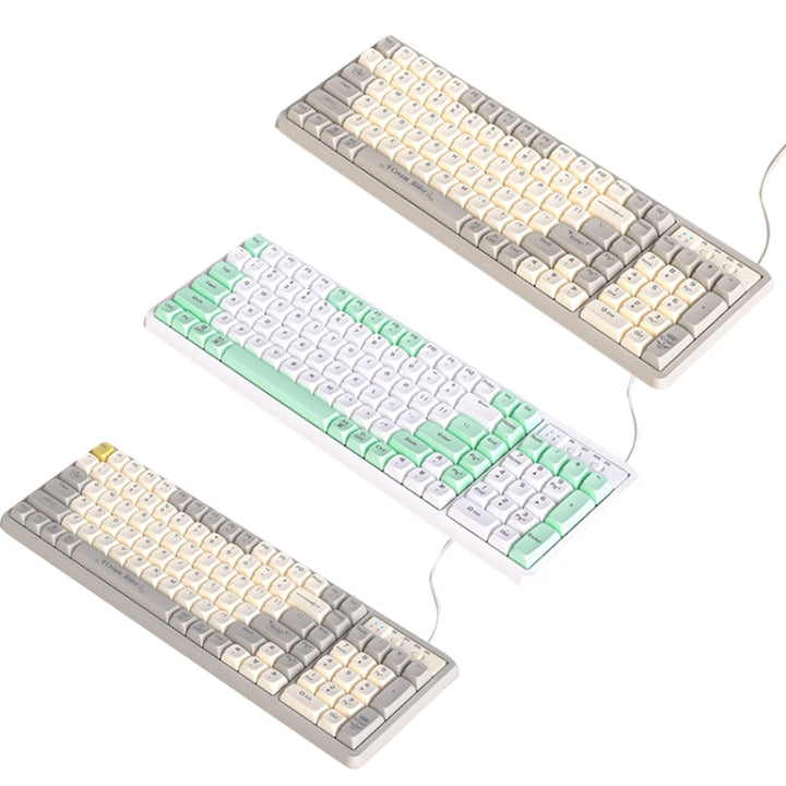 Lisslune | LANGTU GK102 102 Keys Hot Plugs Mechanical Wired Keyboard. Cable Length: 1.63 m, Style: Gold Shaft (Beige Knight)