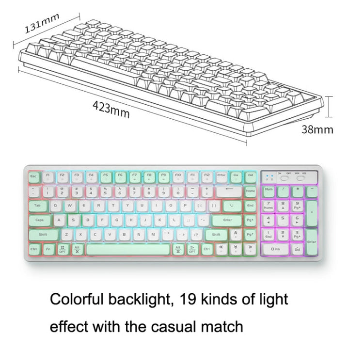 Lisslune | LANGTU GK102 102 Keys Hot Plugs Mechanical Wired Keyboard. Cable Length: 1.63 m, Style: Gold Shaft (Beige Knight)
