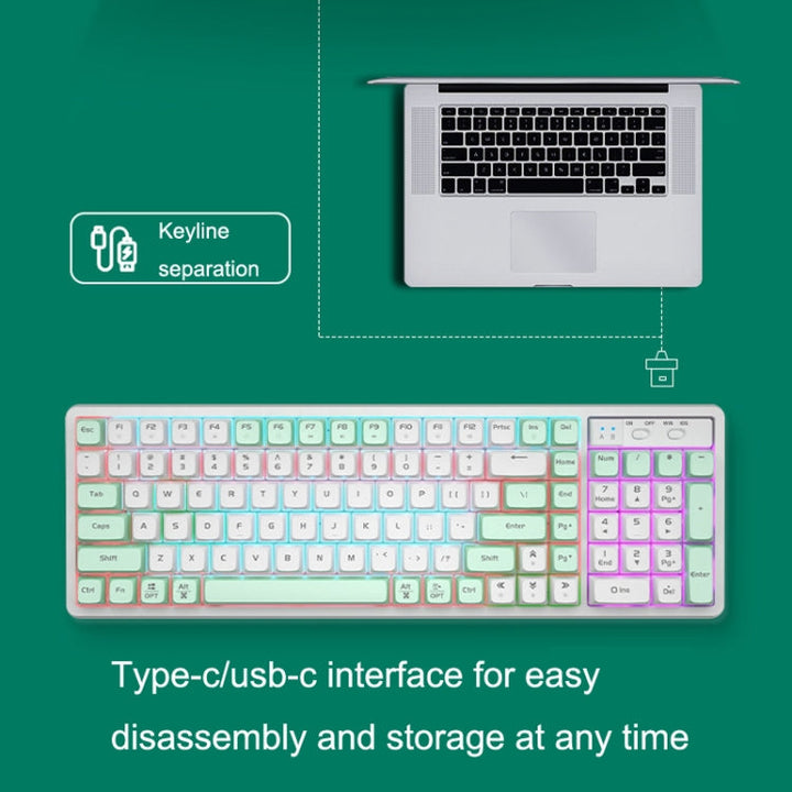 Lisslune | LANGTU GK102 102 Keys Hot Plugs Mechanical Wired Keyboard. Cable Length: 1.63 m, Style: Gold Shaft (Beige Knight)