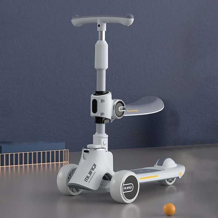 Lisslune | MIJIAQI 01 3 In 1 Multifunctional Foldable Kids Scooter with Music and Lights, Specification: White Seat