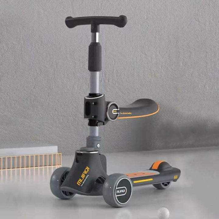 Lisslune | MIJIAQI 01 3 In 1 Multifunctional Folding Kids Scooter with Music and Lights, Spec: Gray Seat