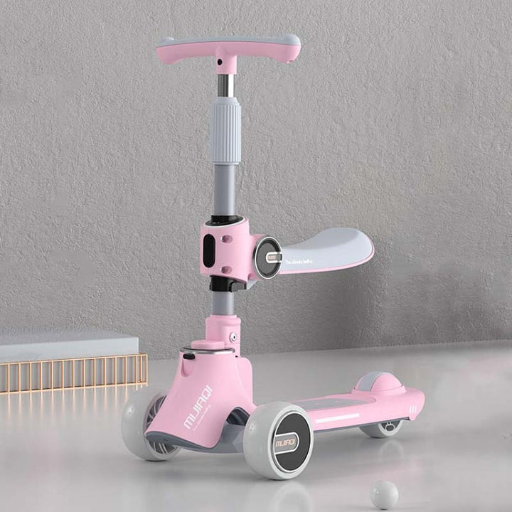 Lisslune | MIJIAQI 01 3 In 1 Multifunctional Foldable Kids Scooter with Music and Lights, Spec: Pink Seat