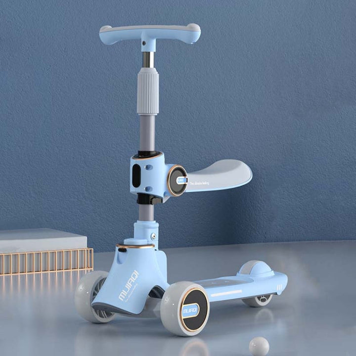 Lisslune | MIJIAQI 01 3 In 1 Multifunctional Foldable Kids Scooter with Music and Lights, Specification: Blue Seat