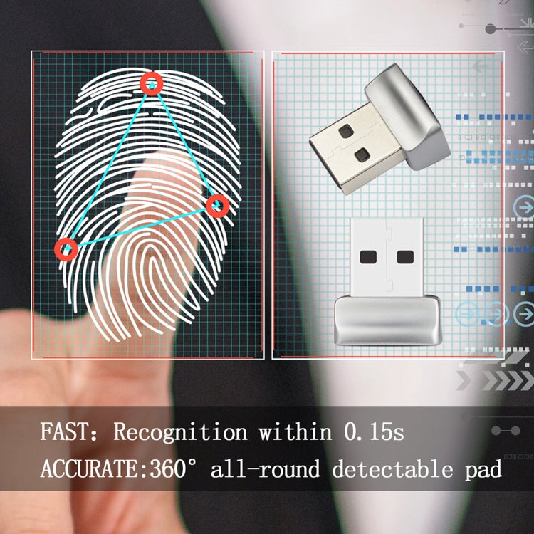 Lisslune | TRU7 USB-Fingerprint reader module for Windows 8 / 10 / 11 Hello (Silver Gray)