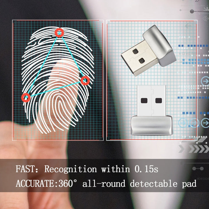 Lisslune | TRU7 USB-Fingerprint reader module for Windows 8 / 10 / 11 Hello (Silver Gray)