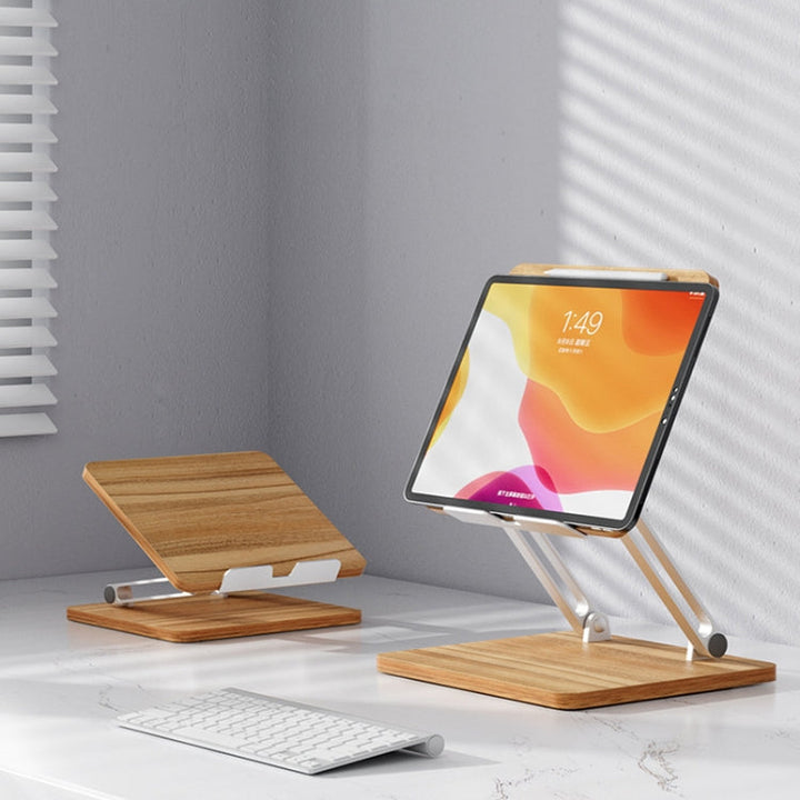 Lisslune | AP-2DP Desktop liftable wood tablet laptop stand (dark wood)