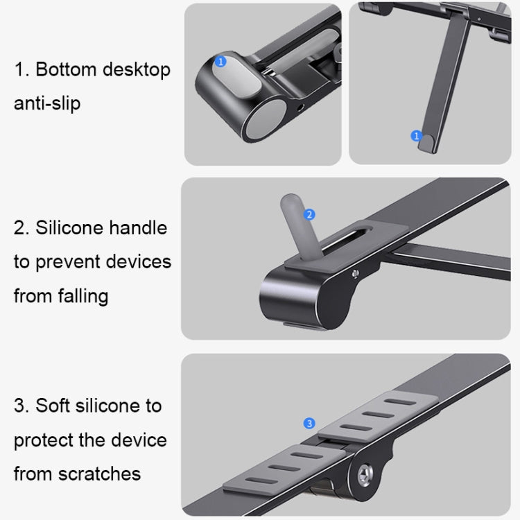 Lisslune | X23 3 In 1 Portable Folding Aluminum Phone Tablet Stand (Silver)