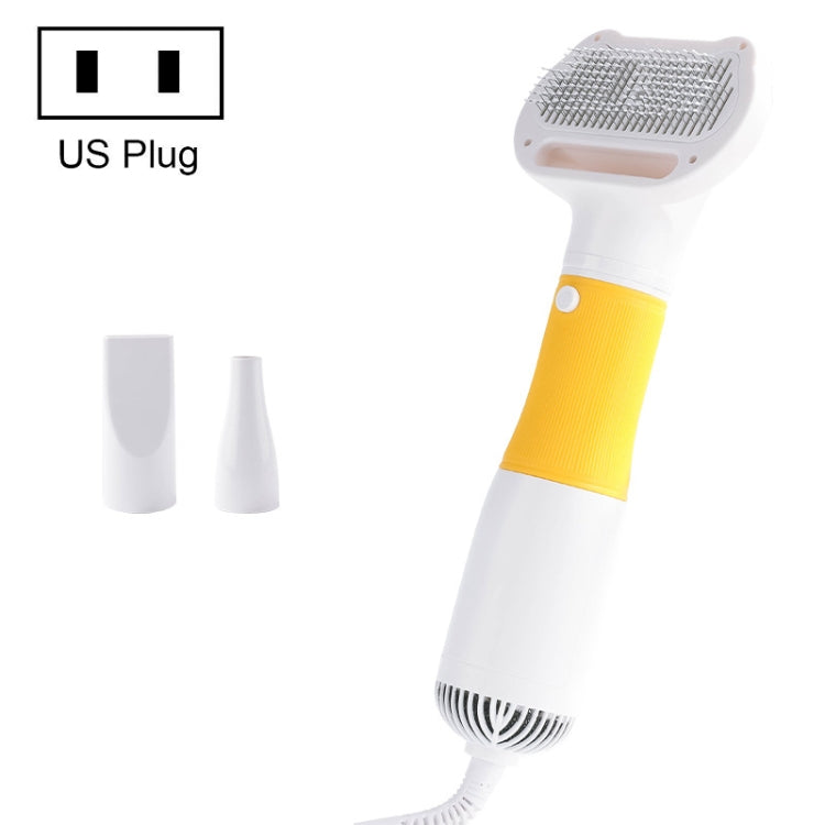 3 in 1 600W Pet Electric High-Speed Hair Removal Blowing Combs, Specification: US Plug 110V(Yellow)