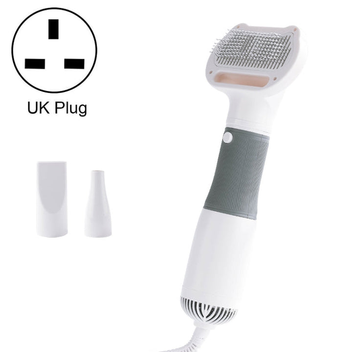 3 in 1 600W Pet Electric High Wind Hair Removal Blowing Combs, Specification: UK Plug 220-240V (Gray)