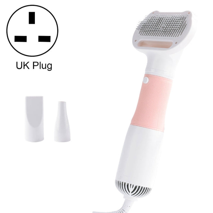 3 in 1 600W Pet Electric High Wind Hair Removal Blower Combs, Specification: UK Plug 220-240V(Pink)