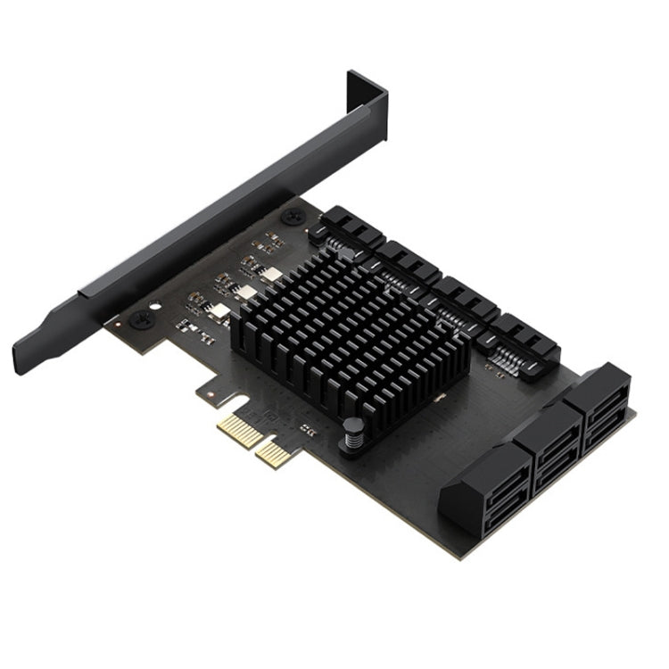 Lisslune | PCIE X1 to 10 Ports SATA3.0 Rotary Card Computer Desktop Solid State Hard Drive