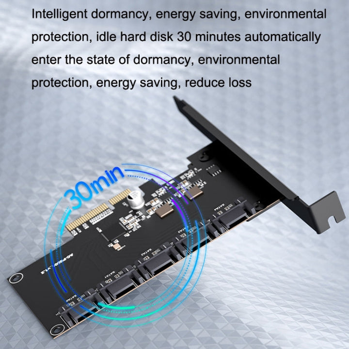 Lisslune | PCIE X1 to 10 Ports SATA3.0 Rotary Card Computer Desktop Solid State Hard Drive