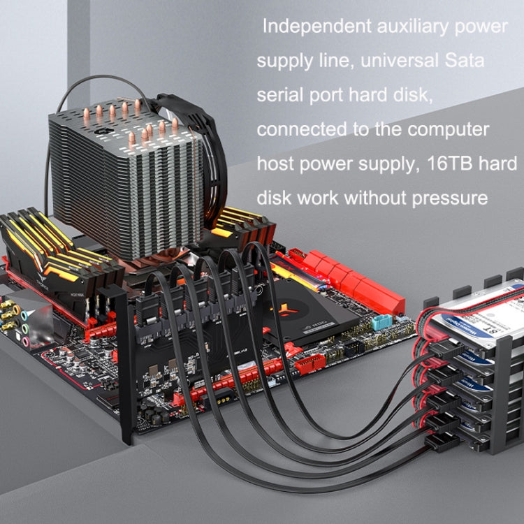 Lisslune | PCIE X1 to 10 Ports SATA3.0 Rotary Card Computer Desktop Solid State Hard Drive