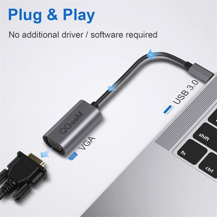 Lisslune | QGeeM QG-UA07-A USB 3.0 to VGA High Speed Multi-Display Video Converter (Silver Gray)