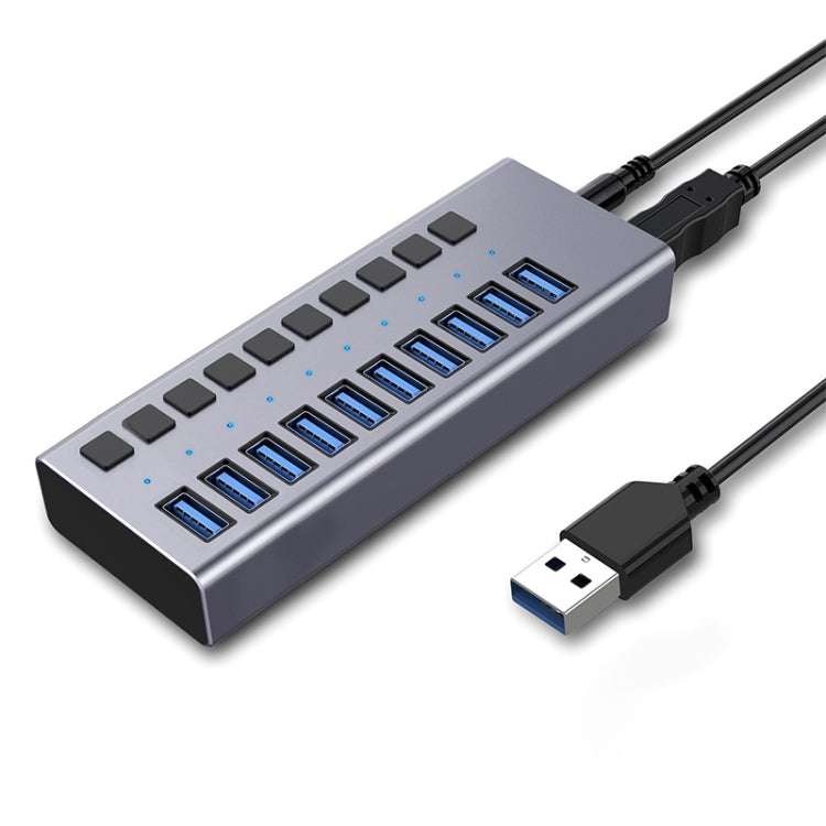 Lisslune | HS-716MG USB3.0 Aluminum Alloy Gray 10 Ports 12V/4A Expansion Docking Computer Camera HUB
