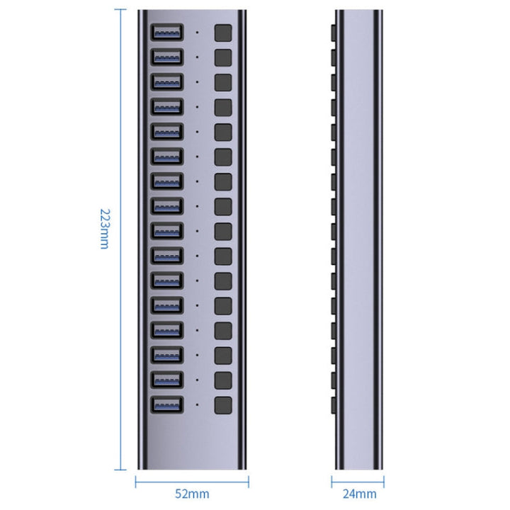 Lisslune | HS-716MG USB3.0 Aluminum Alloy Gray 10 Ports 12V/4A Expansion Docking Computer Camera HUB
