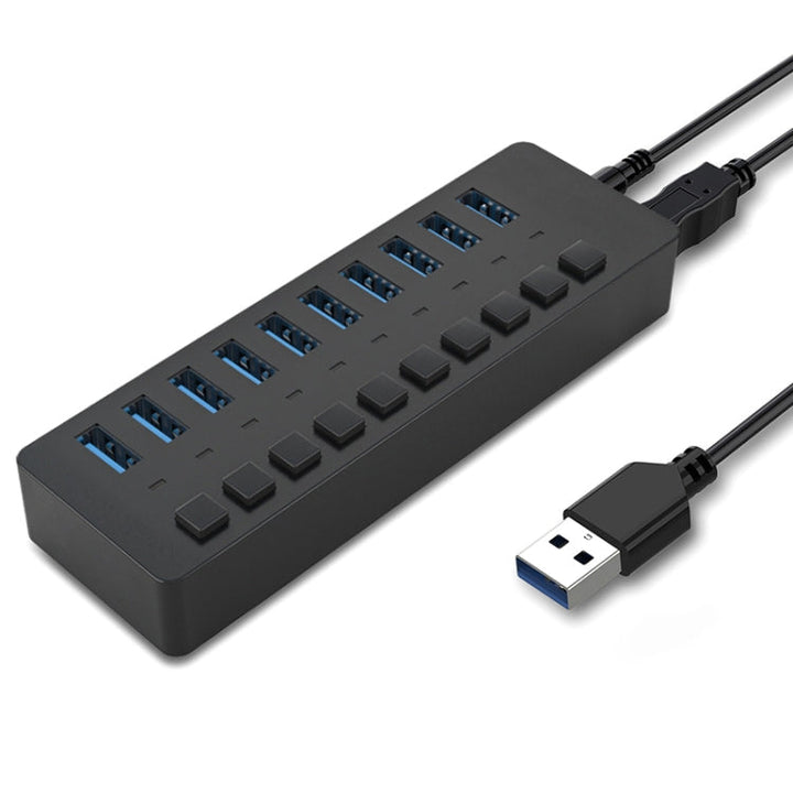 Lisslune | HS-716MG USB3.0 Plastic Case Black 10 Ports 12V/4A Expansion Dock Computer Camera HUB