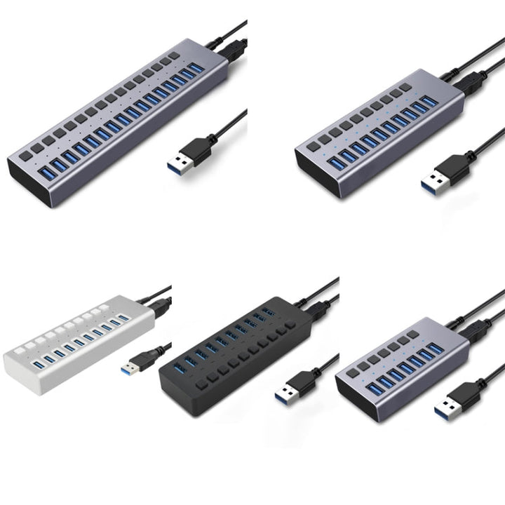 Lisslune | HS-716MG USB3.0 Plastic Case Black 10 Ports 12V/4A Expansion Dock Computer Camera HUB