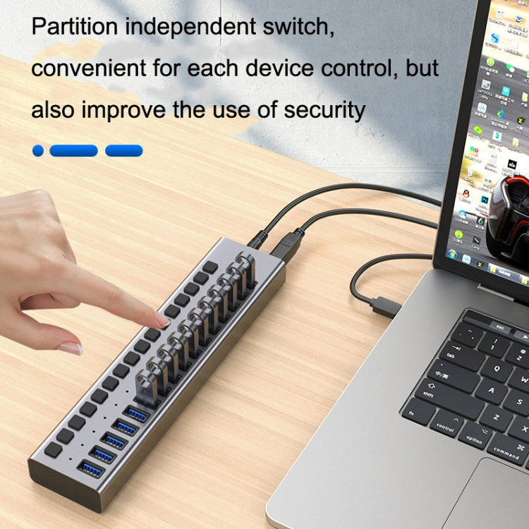 Lisslune | HS-716MG USB3.0 Plastic Case Black 10 Ports 12V/4A Expansion Dock Computer Camera HUB