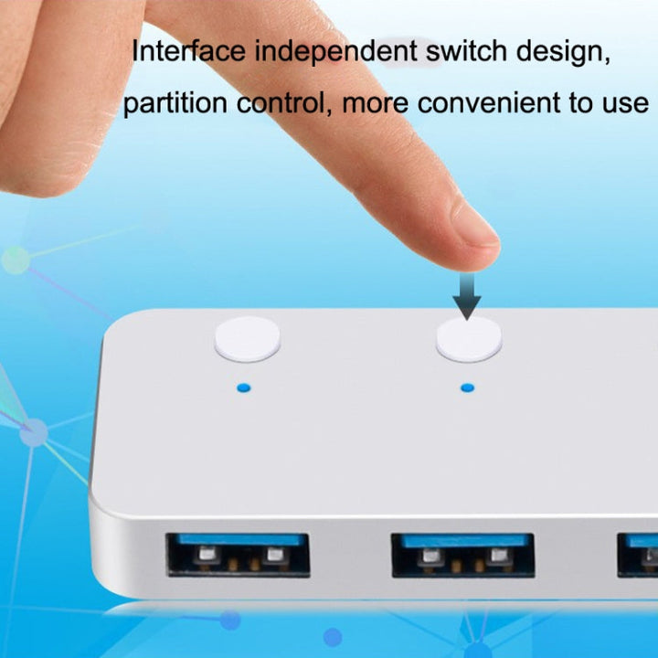 Lisslune | HS0059 Independent Switch USB 3.0 4 Ports Extension Type-C / USB-C Aluminum Alloy HUB, Cable Length: 120cm