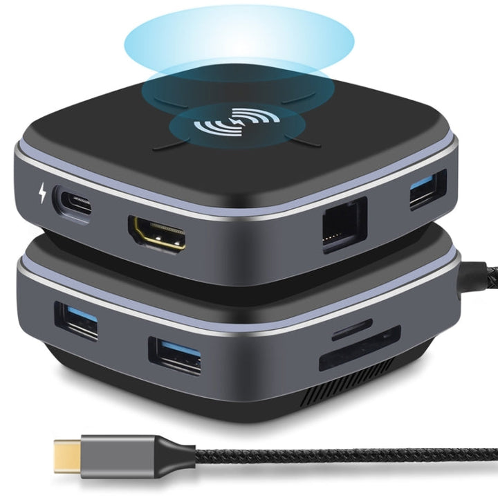 Lisslune | AY95 9 In 1 TYPE-C/USB-C HUB Extended Dock Wireless Fast Charging Hub (Black)