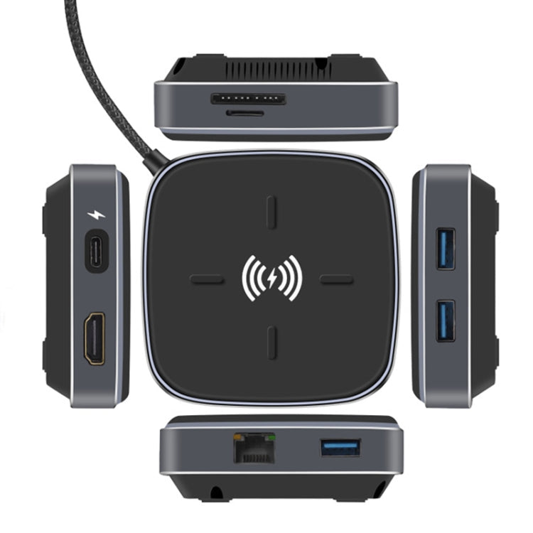 Lisslune | AY95 9 In 1 TYPE-C/USB-C HUB Extended Dock Wireless Fast Charging Hub (Black)