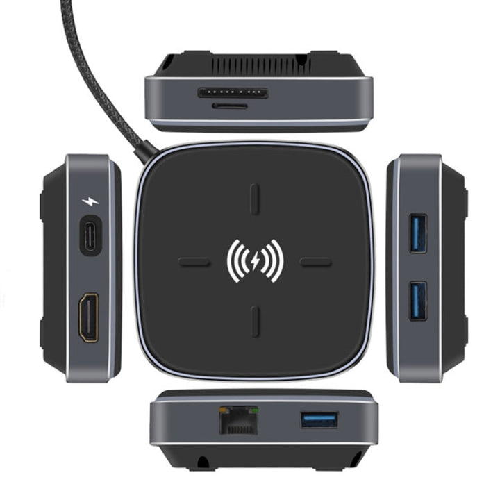 Lisslune | AY95 9 In 1 TYPE-C/USB-C HUB Extended Dock Wireless Fast Charging Hub (Black)