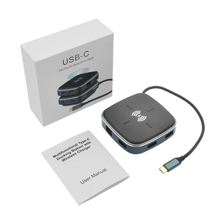 Lisslune | AY95 9 In 1 TYPE-C/USB-C HUB Extended Dock Wireless Fast Charging Hub (Black)