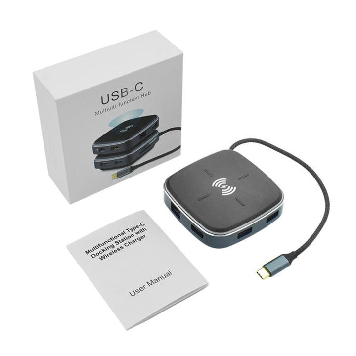 Lisslune | AY95 9 In 1 TYPE-C/USB-C HUB Extended Dock Wireless Fast Charging Hub (Black)