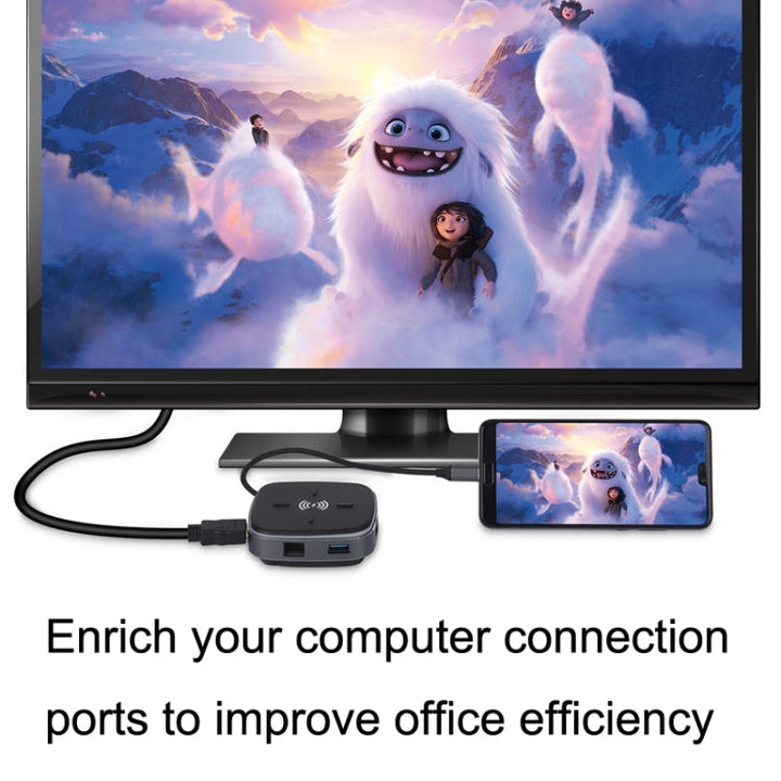 Lisslune | AY95 9 In 1 TYPE-C/USB-C HUB Extended Dock Wireless Fast Charging Hub (Black)