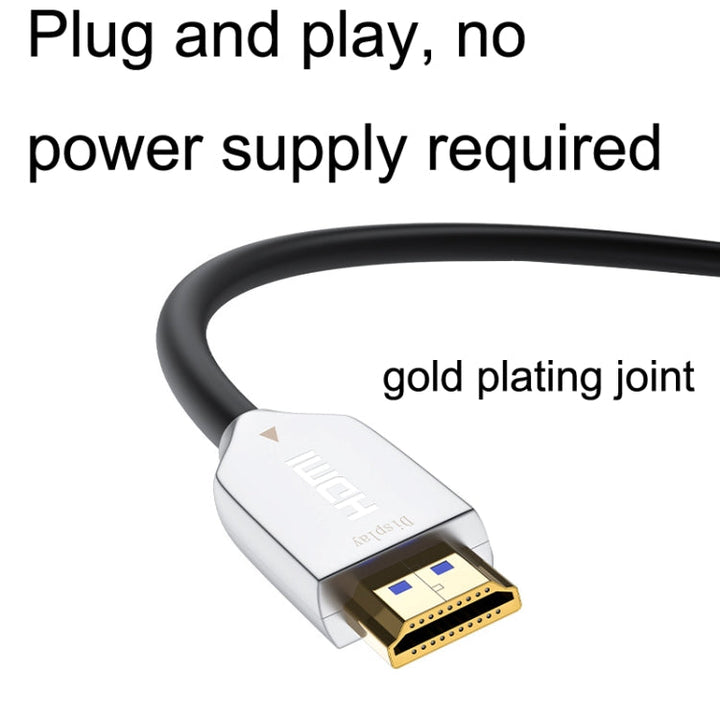 Lisslune | 2.0 Version HDMI Fiber Optic Line 4K Ultra High Clear Line Monitor Connection Cable, Length: 15m (White)