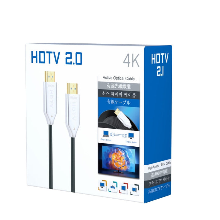 Lisslune | 2.0 Version HDMI Fiber Optic 4K Ultra High Clear Line Monitor Connection Cable, Length: 90m with Sleeve (white)