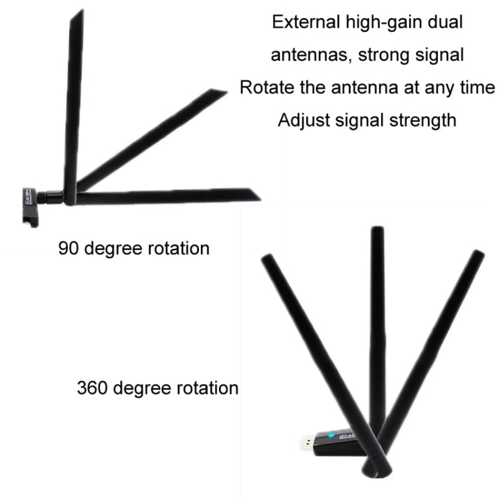 Lisslune | 1200m Wireless Network Card 802.11AC USB3.0 Dual Frequency 2.4G/5.8G WiFi Receiver