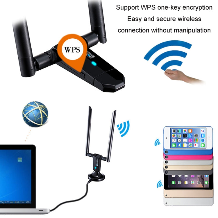 Lisslune | 1200m Wireless Network Card 802.11AC USB3.0 Dual Frequency 2.4G/5.8G WiFi Receiver