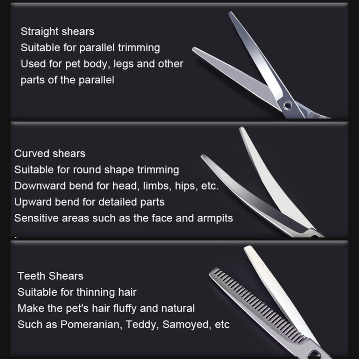 Pet Grooming Scissors Dog Cat Hair Trimming Tools, Style: 7.0 Inch Curved Scissors