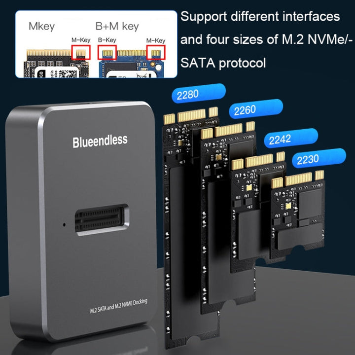 Lisslune | Blueendless SD03 M.2 SATA/NVME Dual Protocol Solid-State Drive Base (Gray)