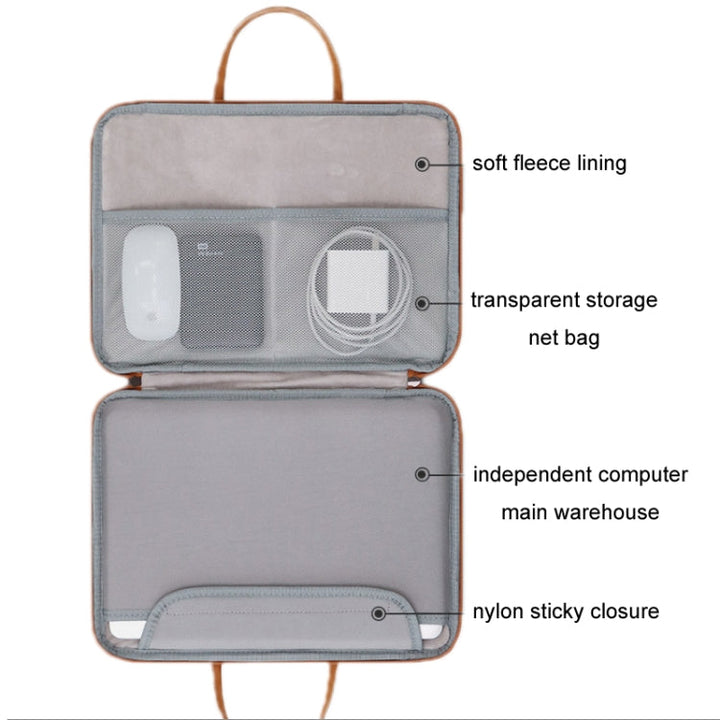 Lisslune | Baona Leather Fully Open Wearable Waterproof Computer Bag, Size: 15/15.6/16 Inch (Gray Black)