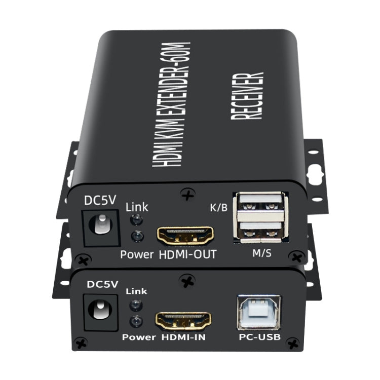 Lisslune | BW-HKE60A HDMI 60m KVM with USB extender support POE One-sided power supply with US plug (Black)