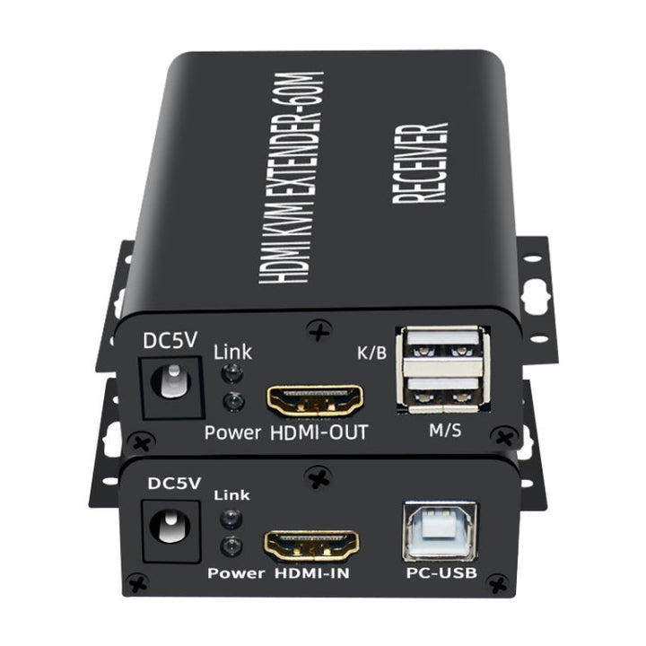 Lisslune | BW-HKE60A HDMI 60m KVM with USB extender support POE One-sided power supply with US plug (Black)
