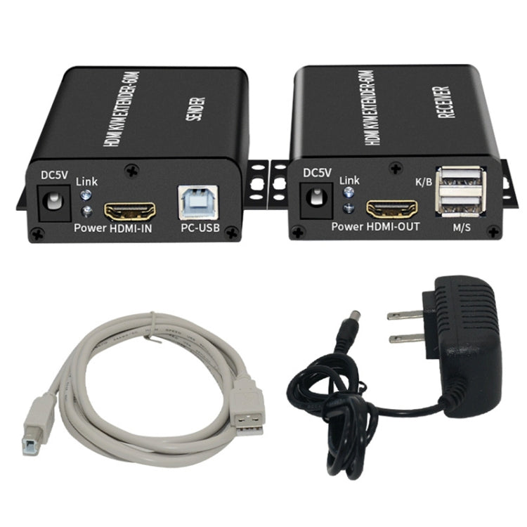 Lisslune | BW-HKE60A HDMI 60m KVM with USB extender support POE One-sided power supply with US plug (Black)