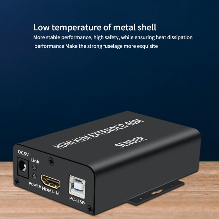 Lisslune | BW-HKE60A HDMI 60m KVM with USB extender support POE One-sided power supply with US plug (Black)