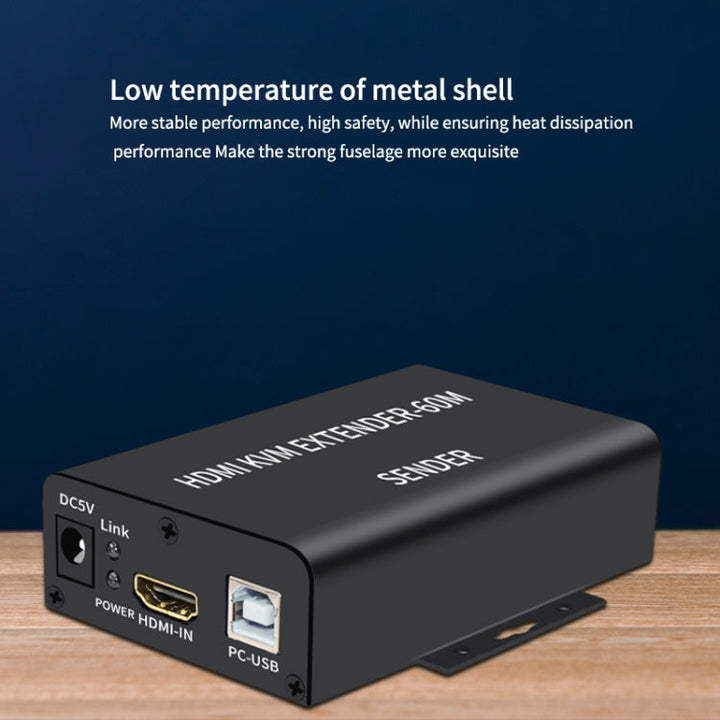 Lisslune | BW-HKE60A HDMI 60m KVM with USB extender support POE One-sided power supply with US plug (Black)