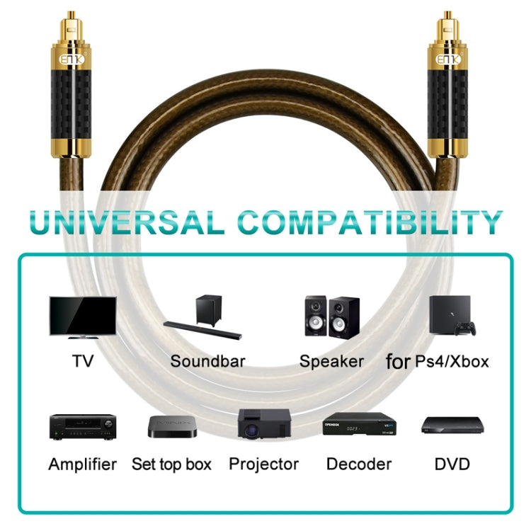 Lisslune | EMK GM/A8.0 Digital Optical Fiber Audio Cable Amplifier Audio Gold Plated Fever Line, Length: 8m (Transparent Coffee)