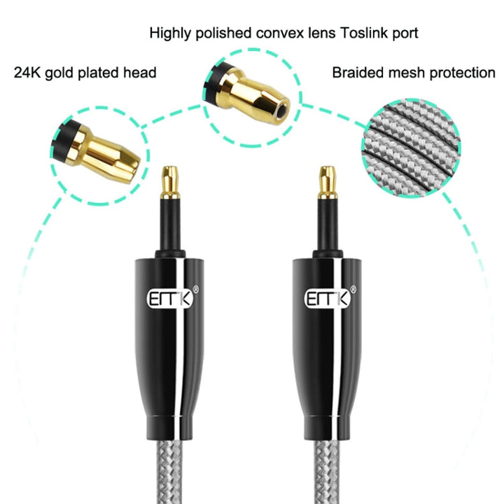 Lisslune | EMK QH4.0 Mini Toslink 3.5mm Interface SPDIF Audio Optical Fiber, Length: 8m (Black)