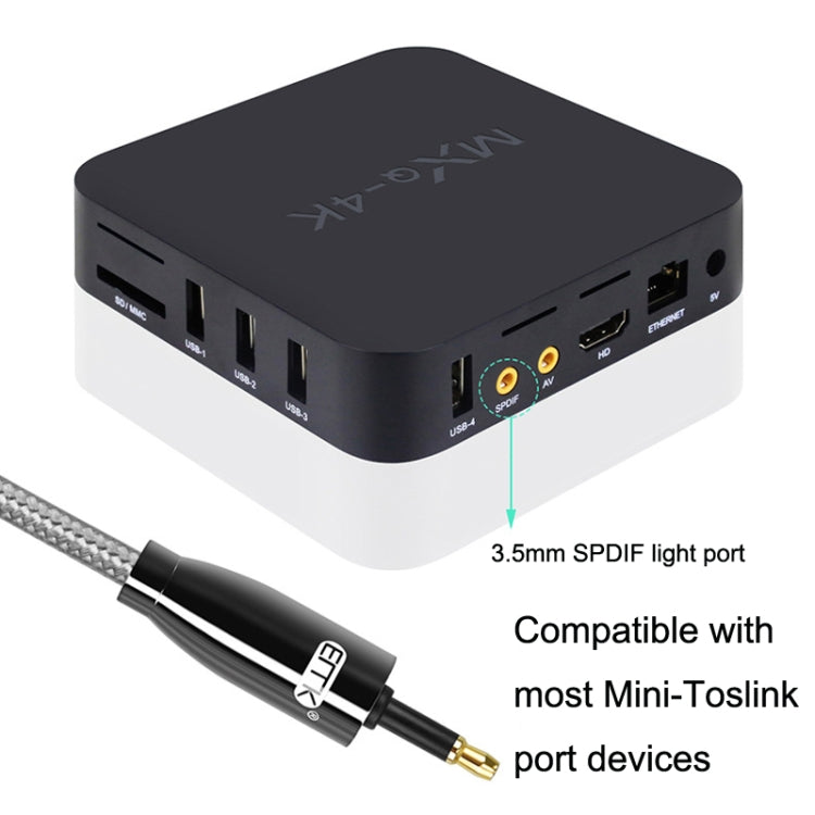 Lisslune | EMK QH4.0 Mini Toslink 3.5mm Interface SPDIF Audio Optical Fiber, Length: 8m (Black)